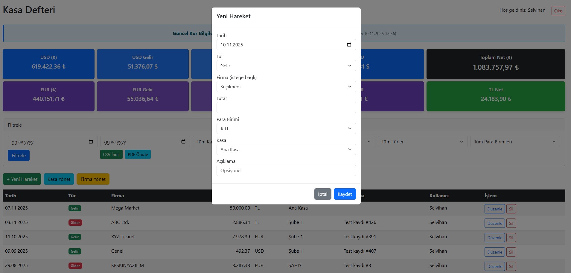 Yeni Hareket Girişi